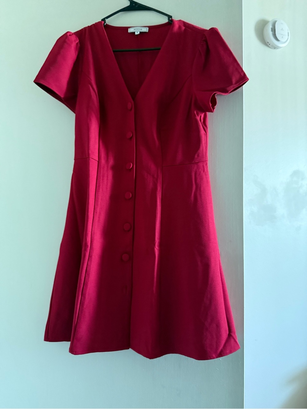 RIHOAS Red Short Sleeve Button Front Mini Dress